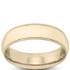 Yellow Gold Polished Milgrain Edge Comfort Fit 6mm Band 14K Sale