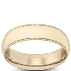 Yellow Gold Polished Milgrain Edge Comfort Fit 6mm Band 14K Sale