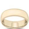 Yellow Gold Polished Milgrain Edge Comfort Fit 7mm Band 14K New