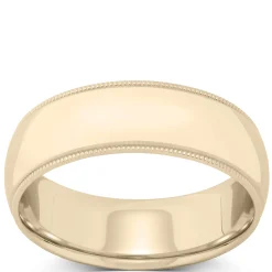 Yellow Gold Polished Milgrain Edge Comfort Fit 7mm Band 14K New