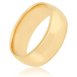 Yellow Gold Polished Milgrain Edge Comfort Fit 8mm Band 14K Clearance