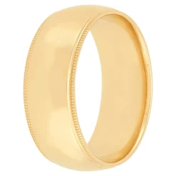Yellow Gold Polished Milgrain Edge Comfort Fit 8mm Band 14K Clearance