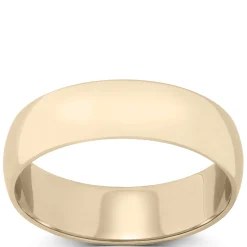 Yellow Gold Polished Rounded 6mm Band 14K New