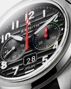 Zenith Aviator's Big Date Flyback Black Dial Watch, 42.5mm Hot