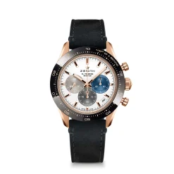 Zenith CHRONOMASTER Sport Watch White Dial Black Leather Strap, 41mm Best