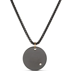 Zirconium Disc Pendant on 24mm Black Stainless-Steel Chain Best